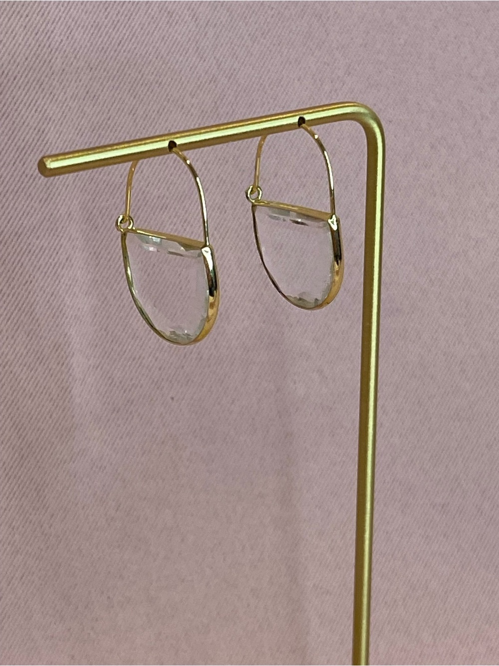 LOFT Gold-Tone Faceted Glass Hoop Earrings